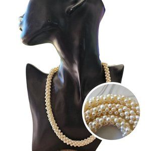 SOLD - Cultured Saltwater Japanese Akoya Handcrafted Cluster Pearl Necklace